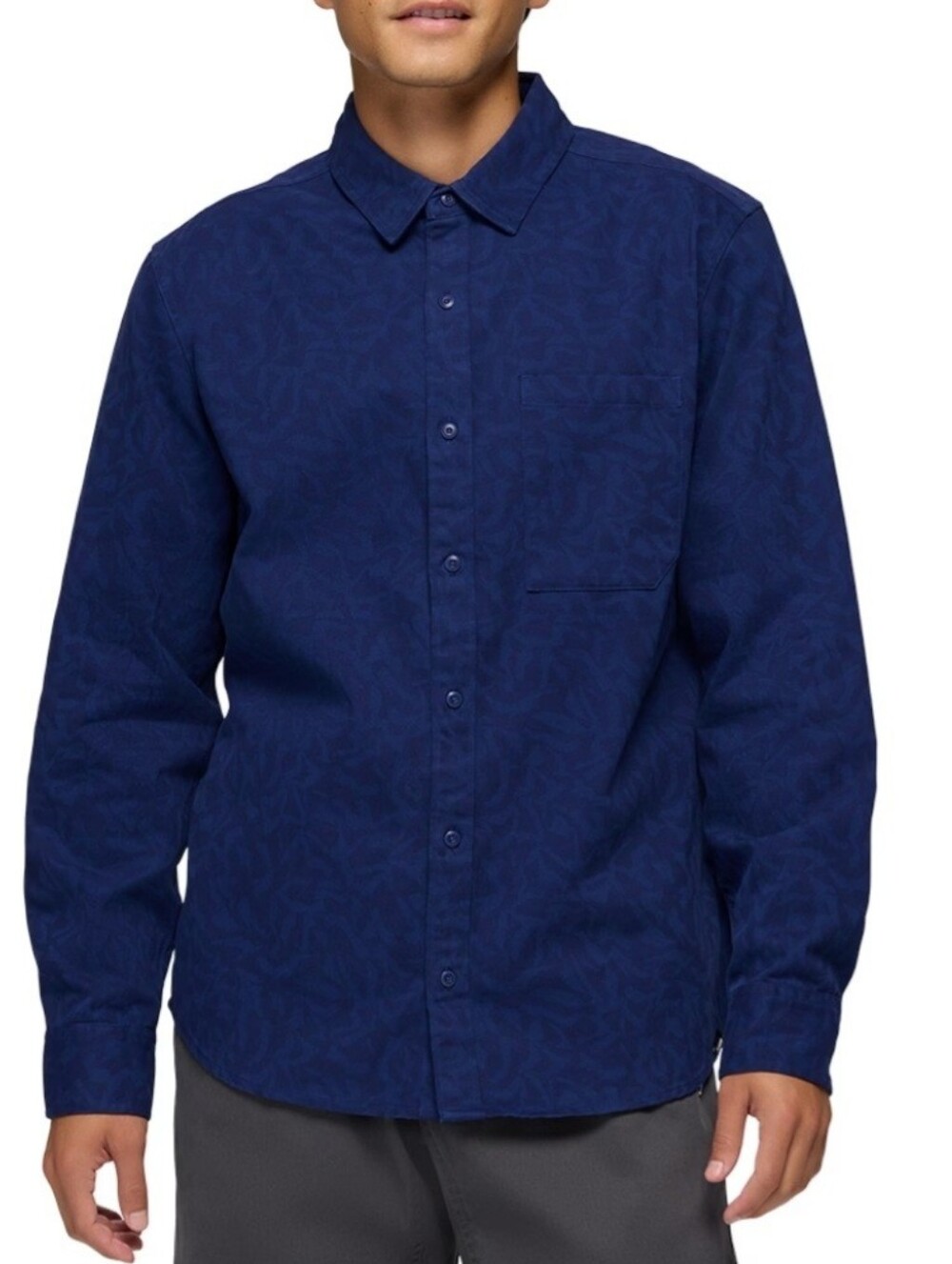 Prana Men's Arbored Long Sleeve Button Down Shirt Blue Freestyle Size Medium NEW